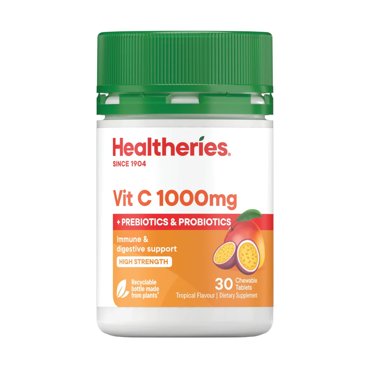 Healtheries Vit C 1,000mg Plus Prebiotics & Probiotics 30 Chewable Tablets