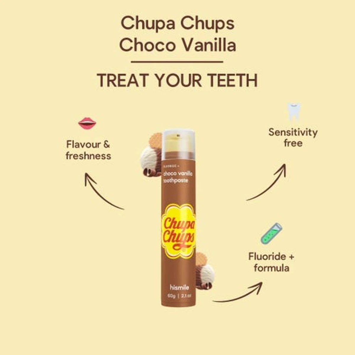 Hismile Toothpaste Chupa Chup Choco Vanilla 60g - Image 5
