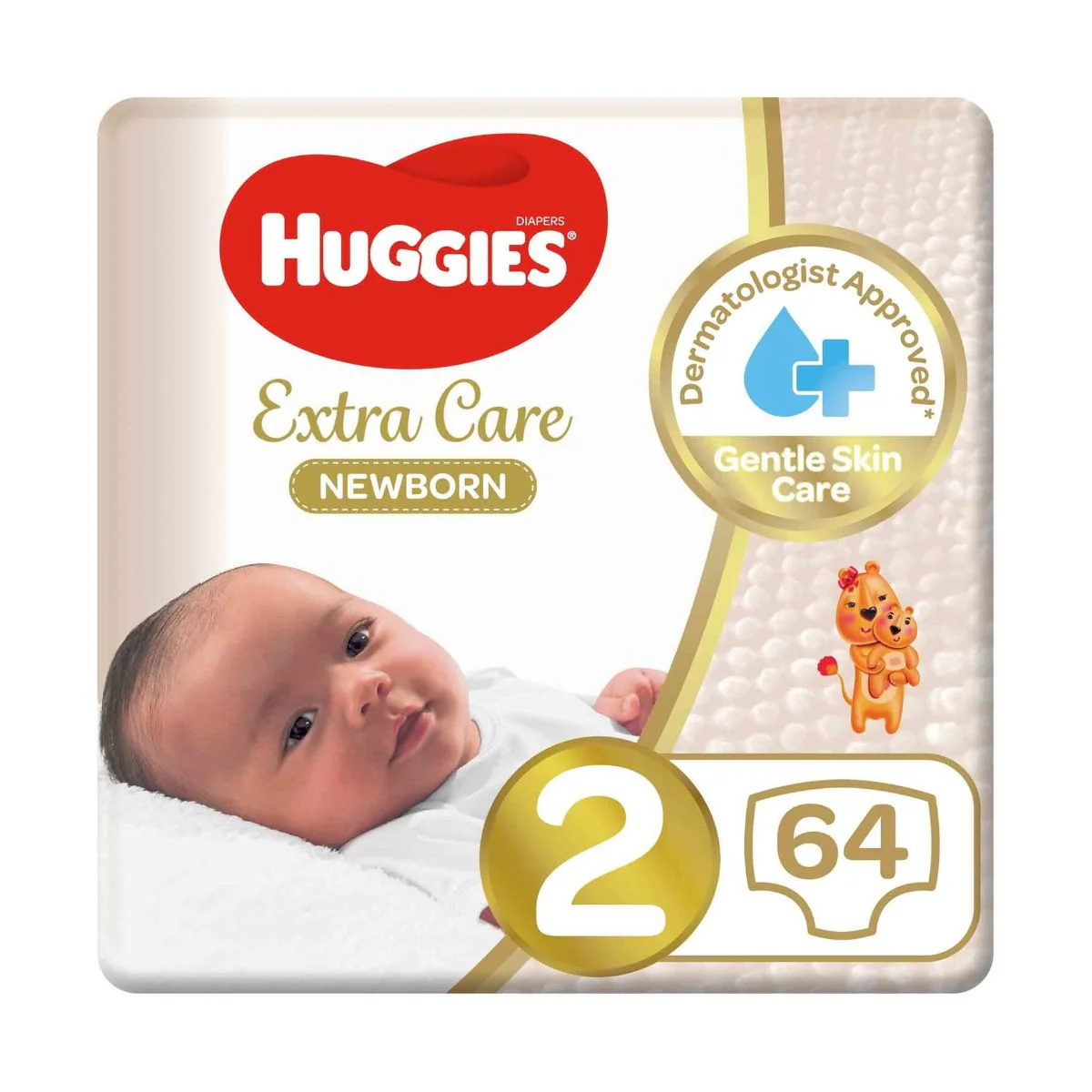 Huggies Extra Care Newborn Size 2 (4-6 kg) Jumbo 64 Pieces - Image 2