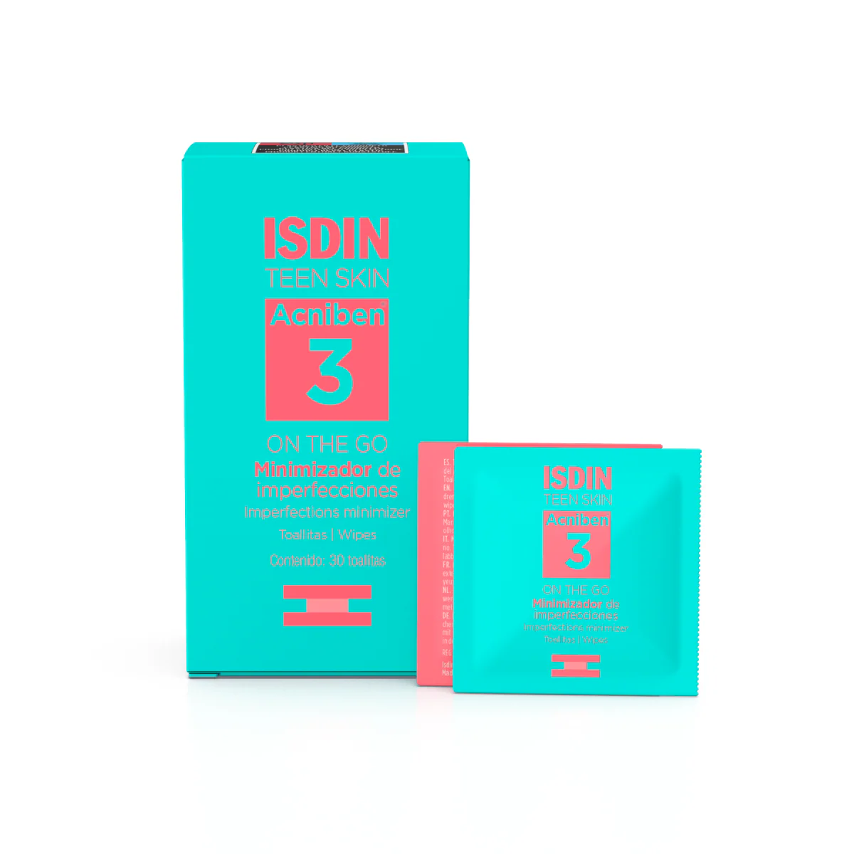 Isdin Teen Skin Acniben On The Go Imperfections Minimizer Wipes 30 Pieces