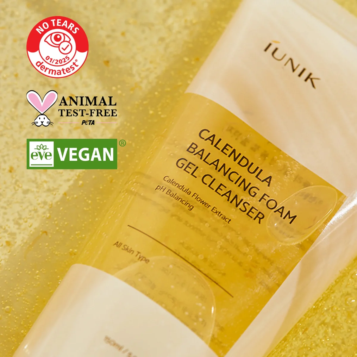 Iunik Calendula Balancing Foam Gel Cleanser 150ml - Image 3