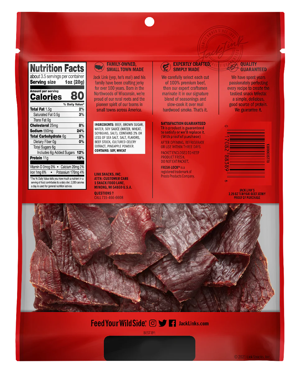 Jack Links Protein Snacks Beef Jerky Teriyaki 25g - Image 2