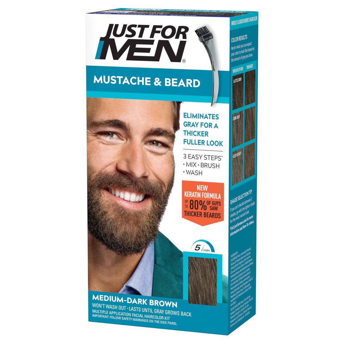 Just For Men Moustache & Beard Brush In Color M40 Medium Dark Brown
