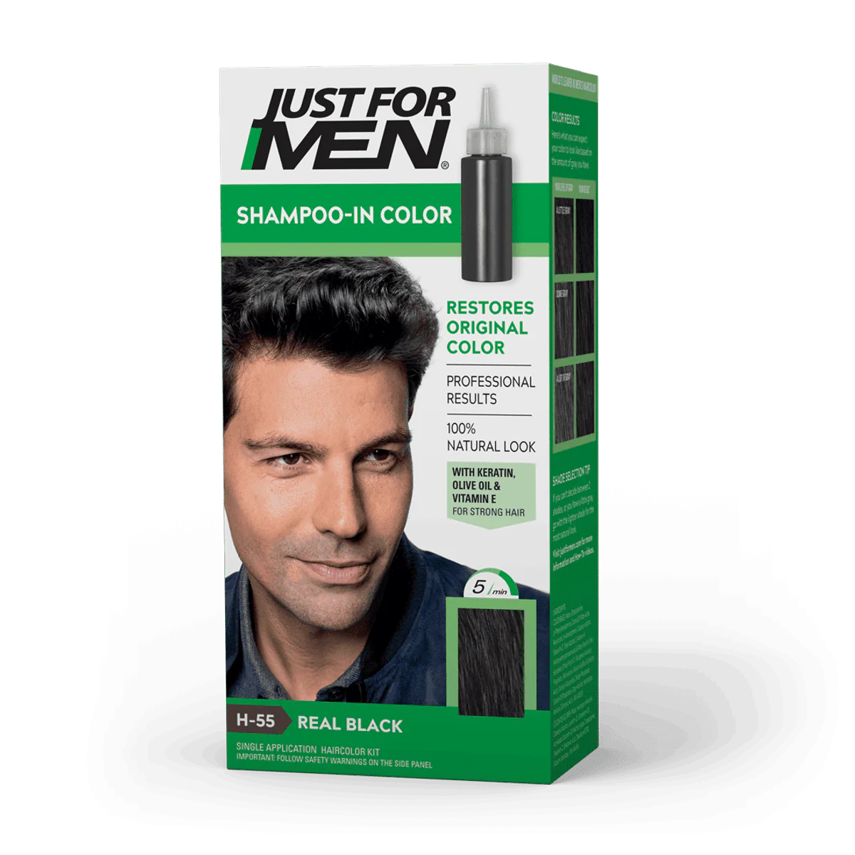 Just For Men Shampoo In Hair Color H55 Real Black