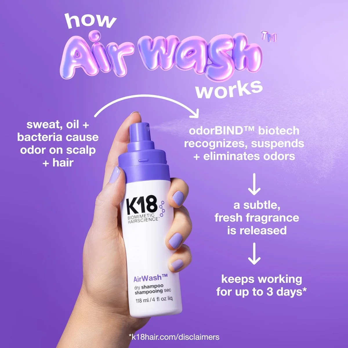 K18 Airwash Dry Shampoo 118ml - Image 4
