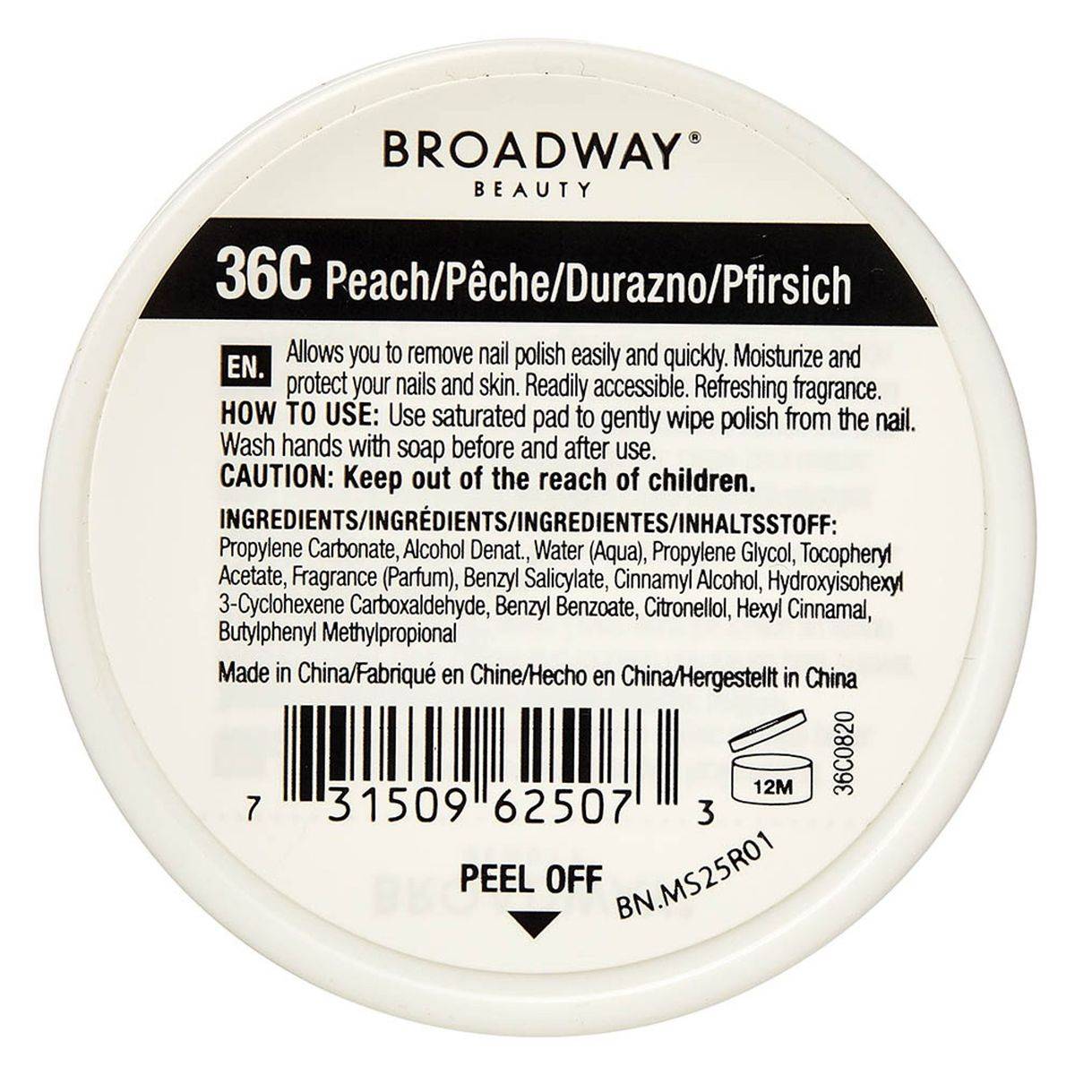 Kiss Broadway Beauty Nail Polish Remover Peach 32 Pads - Image 2