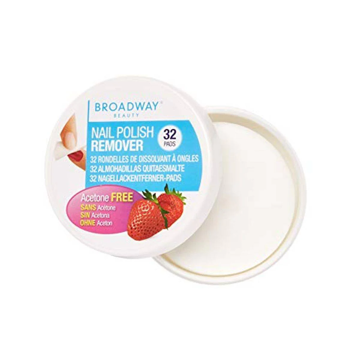 Kiss Broadway Beauty Nail Polish Remover Strawberry 32 Pads - Image 3