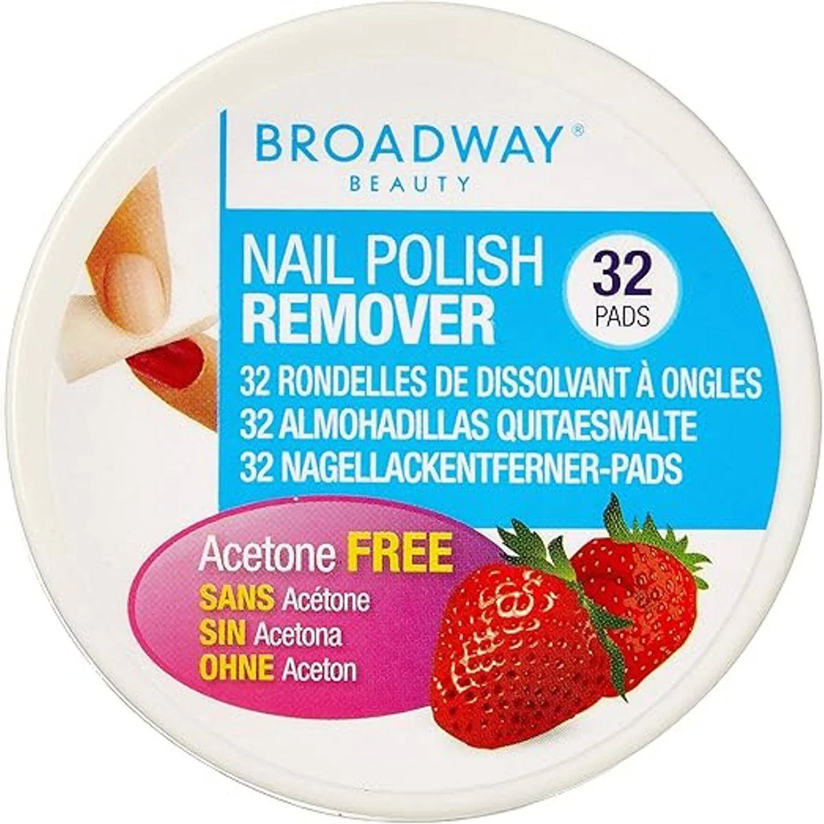 Kiss Broadway Beauty Nail Polish Remover Strawberry 32 Pads - Image 4