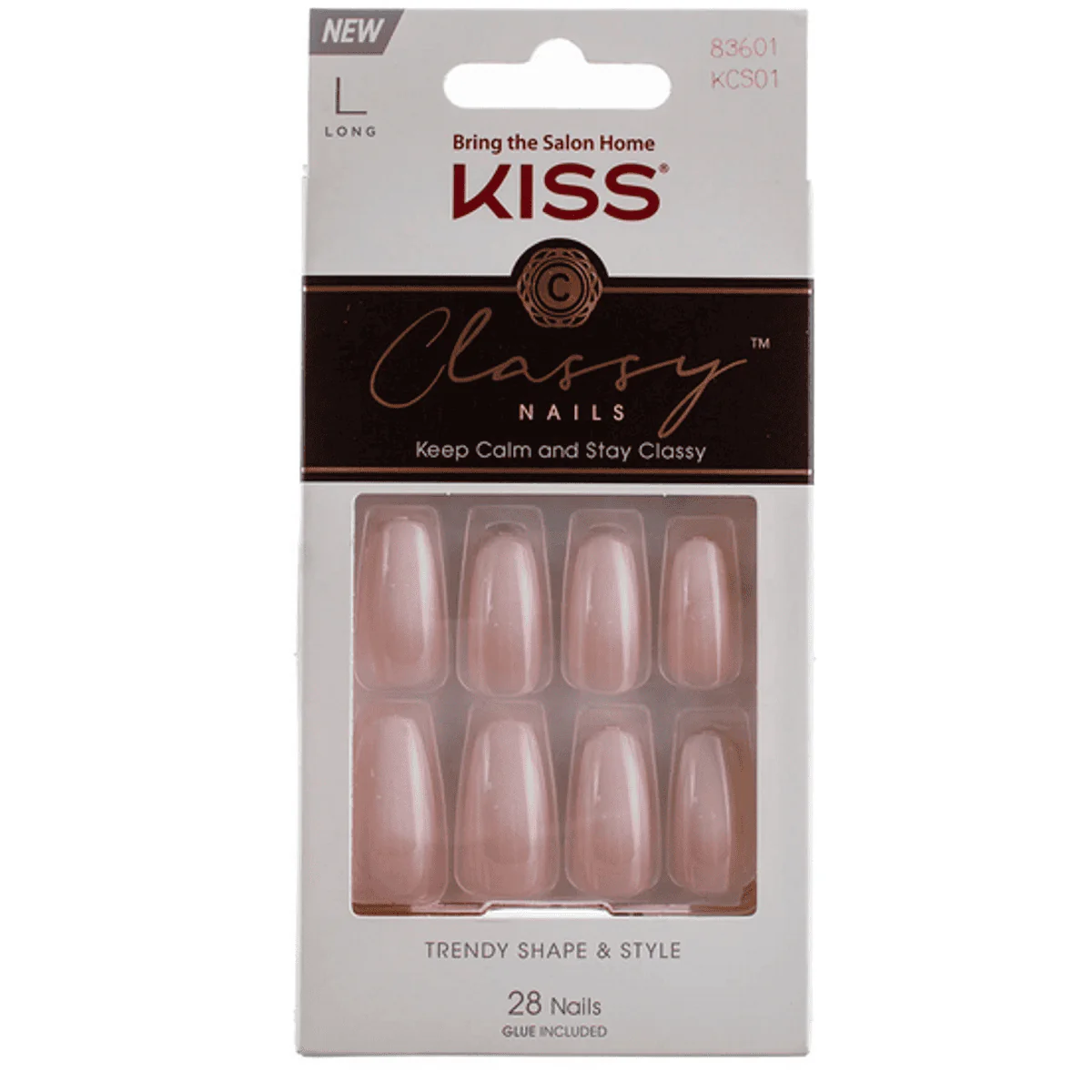 Kiss False Nails KCS01 Classy Trendy Shape & Style With Glue Large 28 Count - Image 2
