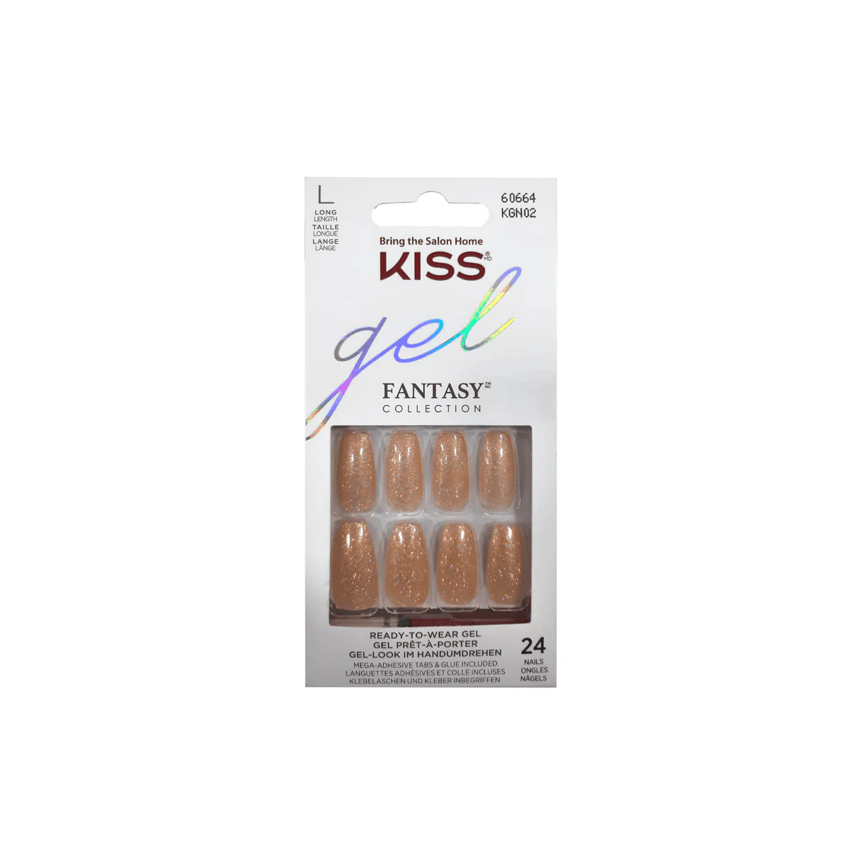 Kiss False Nails KGN02 Gel Fantasy Real Short Length 24 Count - Image 2