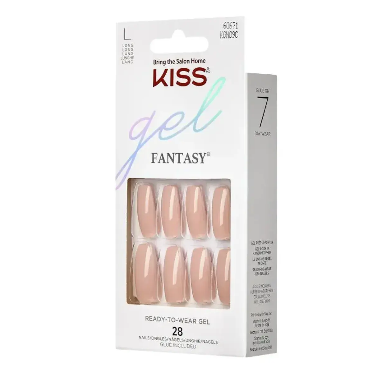 Kiss False Nails KGN09 Gel Fantasy Short Length Black 28 Count - Image 2