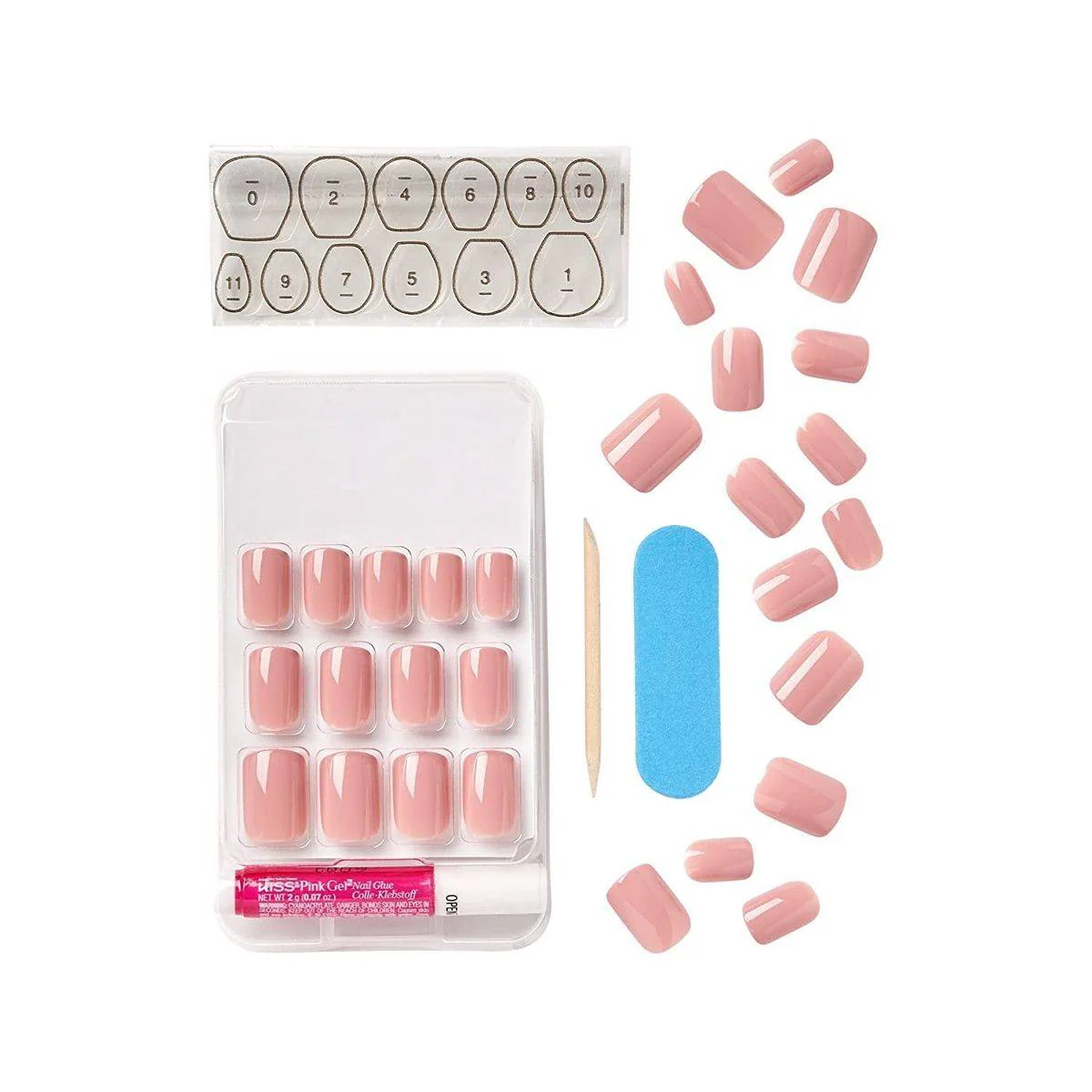 Kiss False Nails KGN12 Gel Fantasy Short Length Pink 28 Count - Image 3