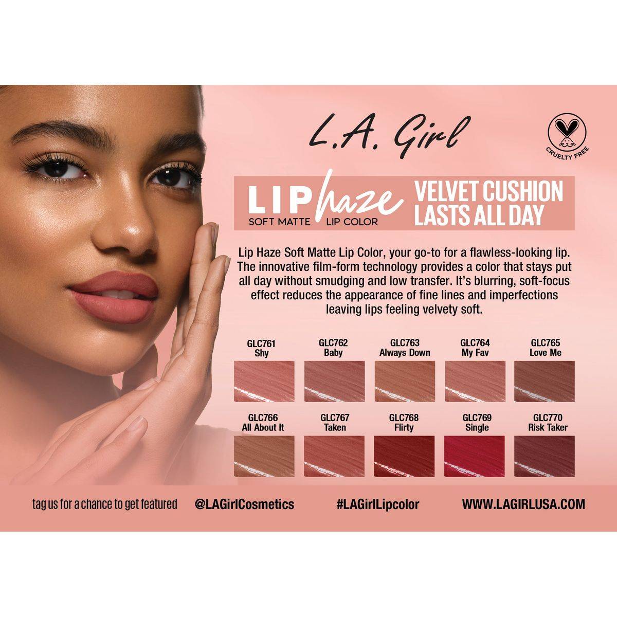LA Girl Lip Haze Soft Matte Lip Color Risk Taker - Image 2