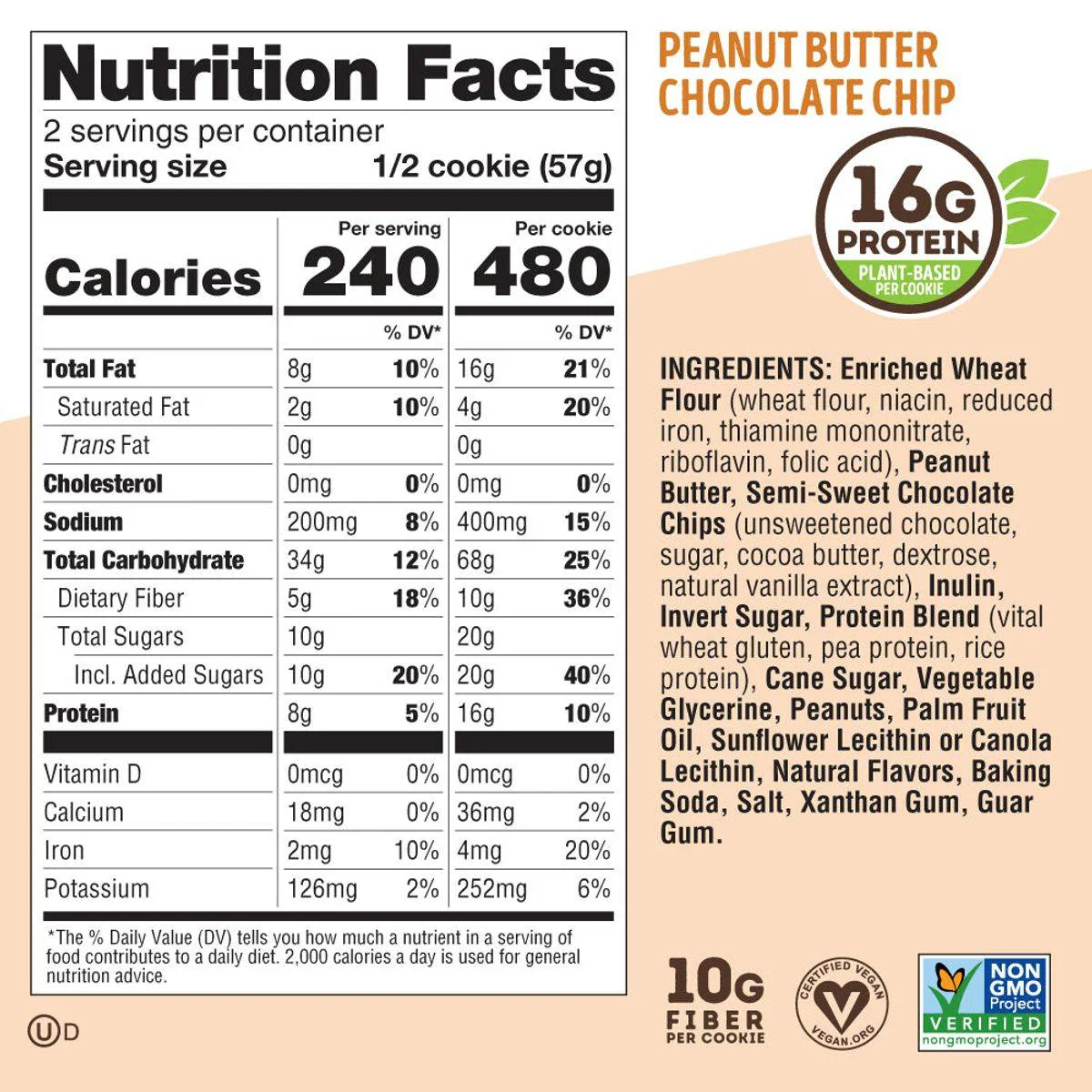 Lenny & Larrys The Complete Cookie Peanut Butter Chocolate Chip 113g - Image 4