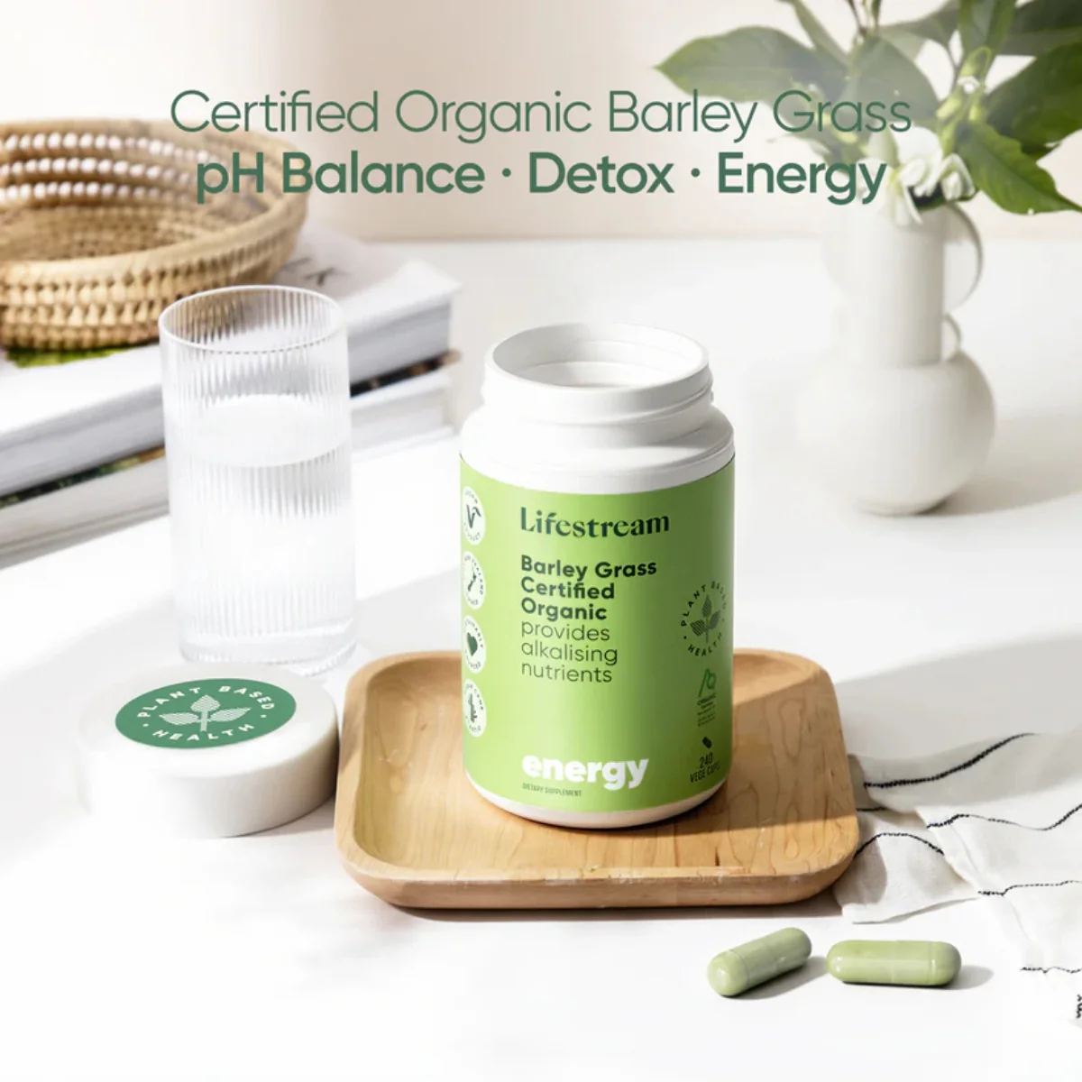 Lifestream Certified Organic Barley Grass 120 Vege Capsules - Image 2