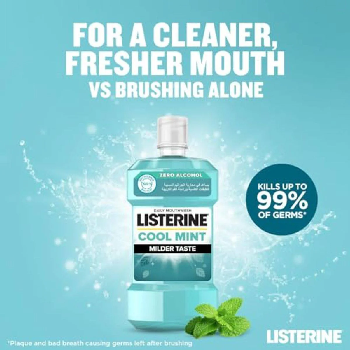 Listerine Mouthwash Milder Taste Cool Mint Zero 500ml - Image 3