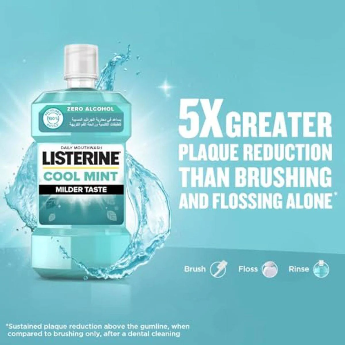 Listerine Mouthwash Milder Taste Cool Mint Zero 500ml - Image 5