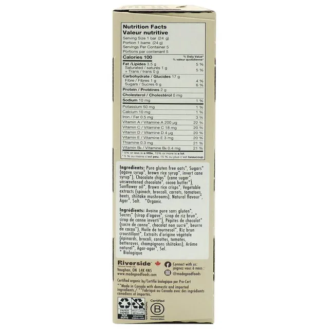 Made Good Granola Bars Chocolate Chip 120g 5 Packs - Image 3