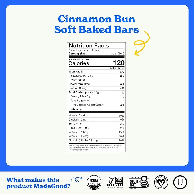 Made Good Mornings Soft Bake Oat Bars Cinnamon 150g 5 Packs - Image 5