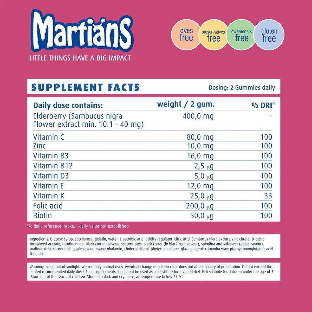 Martians Acute Immunity Booster with Elderberry 60 Gummies - Image 2