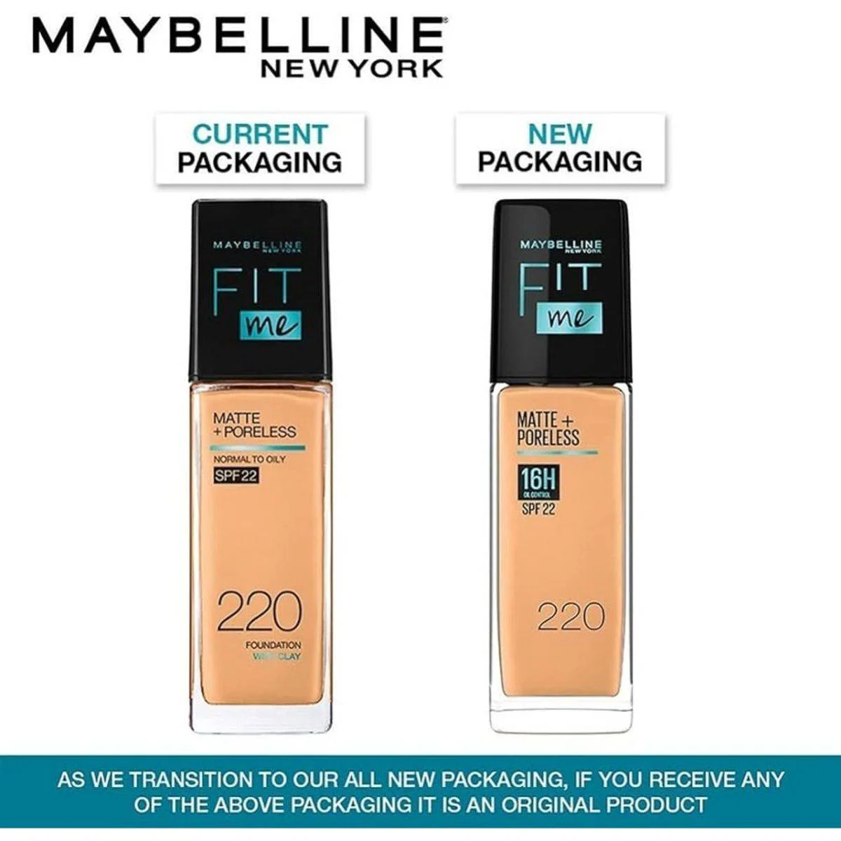 Maybelline Fit Me Matte + Poreless Liquid Foundation SPF22 220 - Image 2