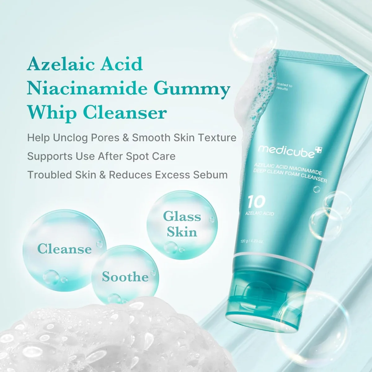 Medicube Azelaic Acid Niacinamide Deep Clean Foam Cleanser 120g - Image 4