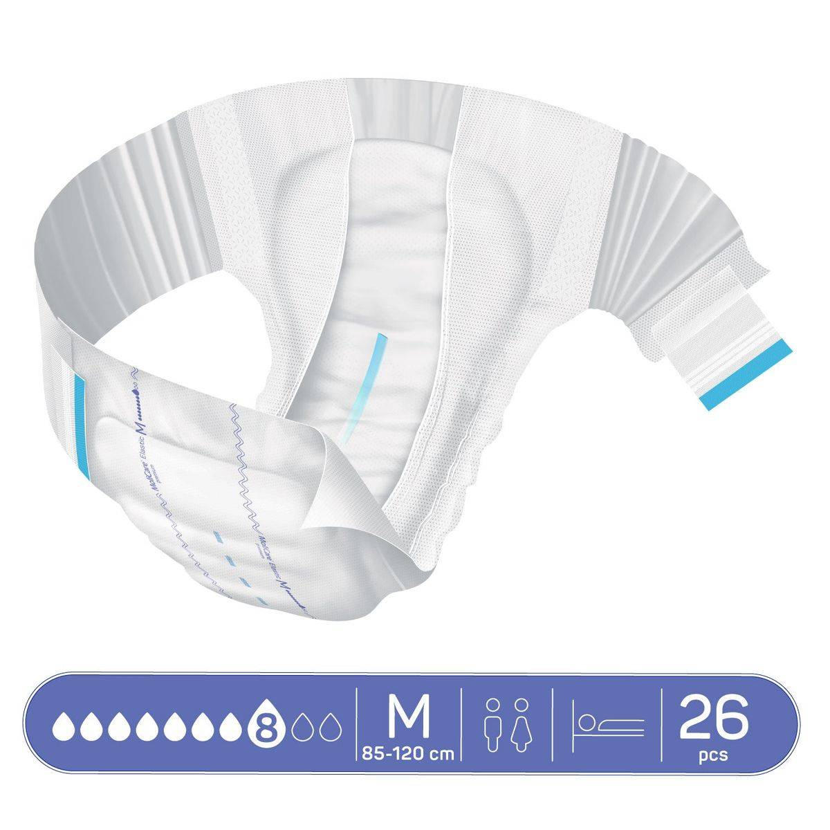 Molicare Premium Elastic 8 Drops Adult Diaper Medium 26 Pieces - Image 2