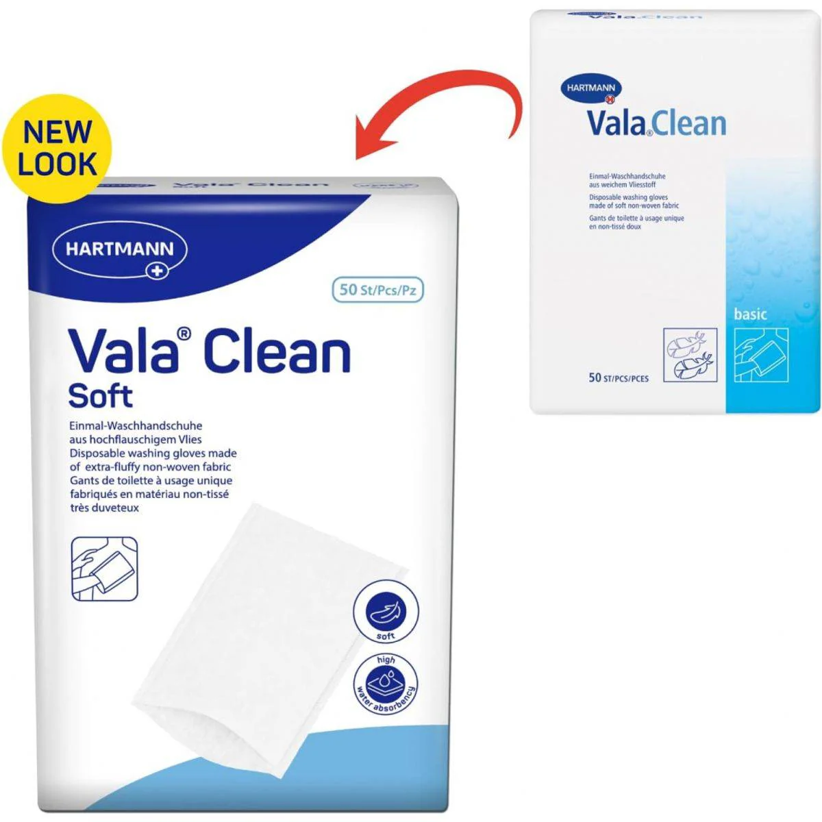 Molicare Vala Clean Soft Disposable Washing Gloves 23x15.5cm 50 Pieces - Image 3