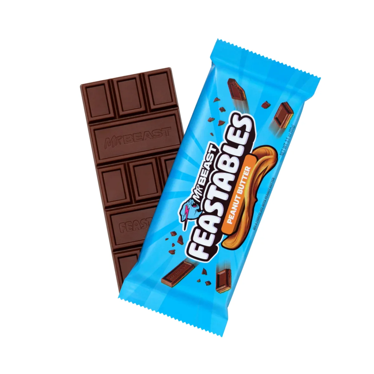 Mr Beast Feastables Milk Chocolate Peanut Butter 60g - Image 2