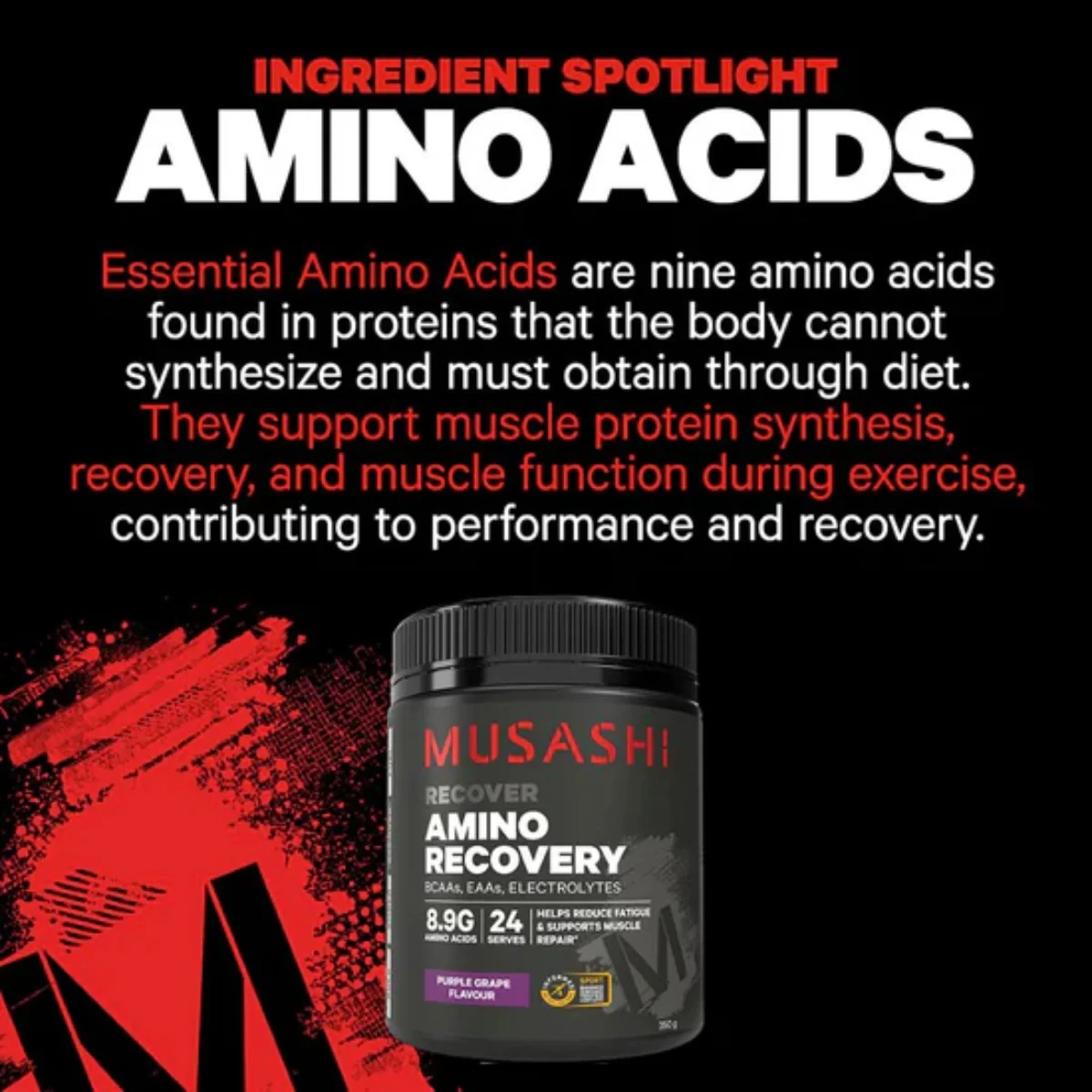 Musashi Amino Recovery Purple Grape 350g - Image 4