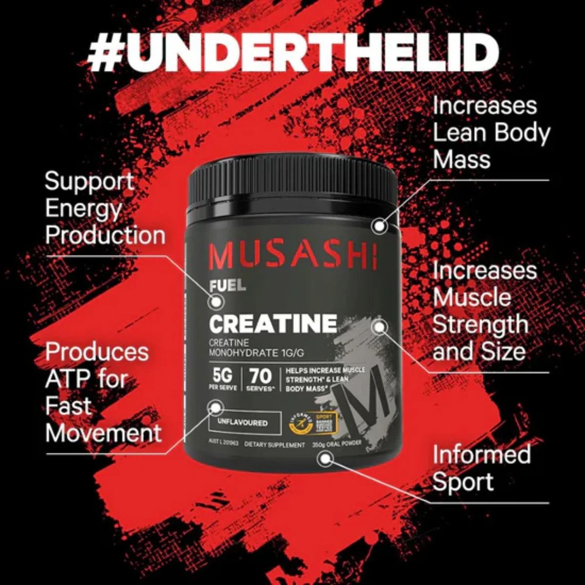 Musashi Creatine Unflavoured 350g - Image 2