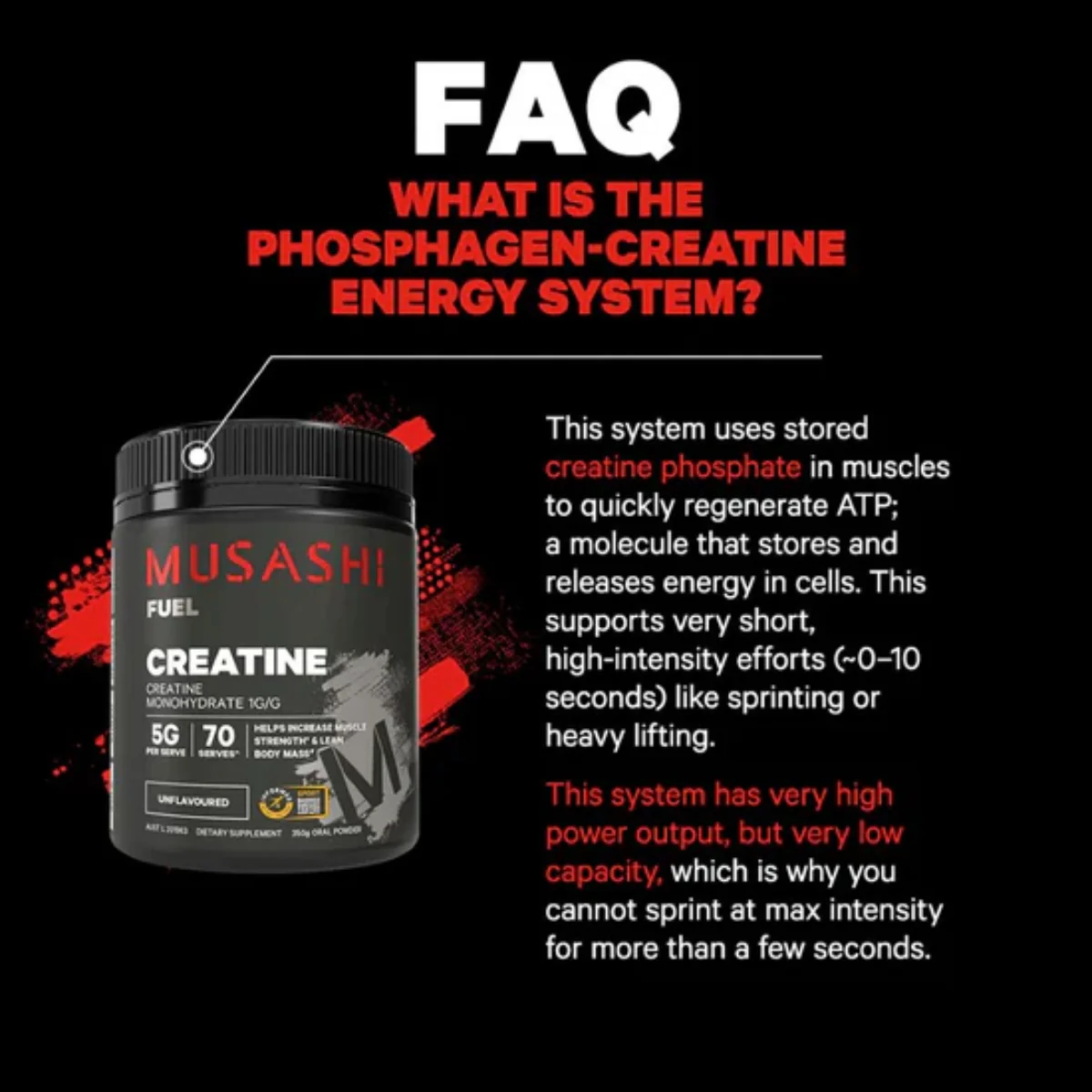 Musashi Creatine Unflavoured 350g - Image 3