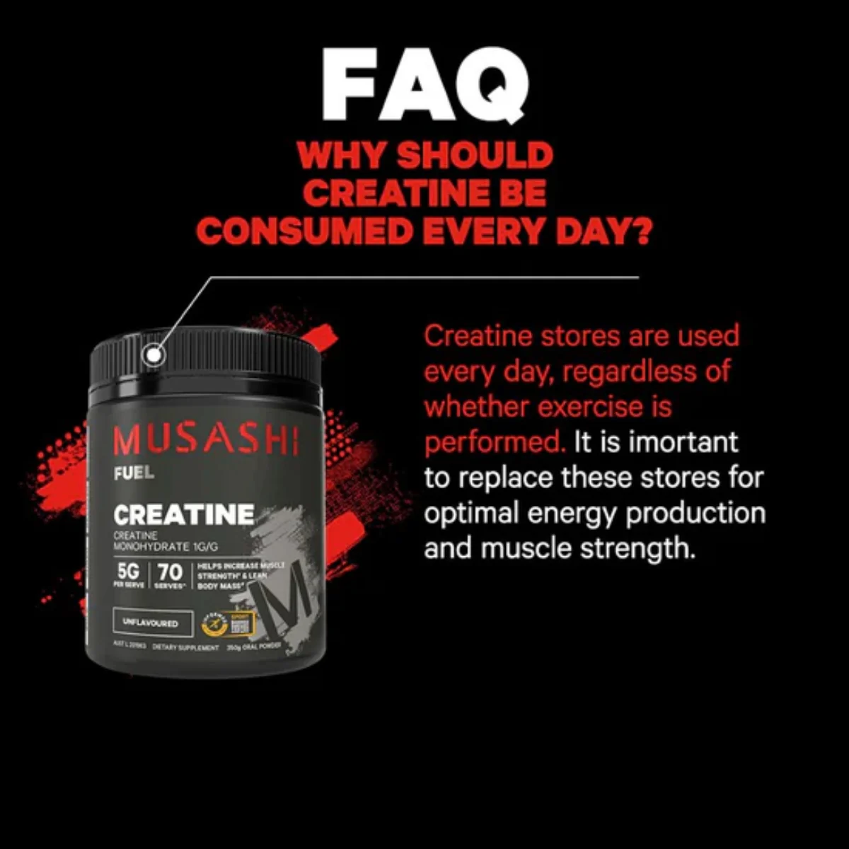 Musashi Creatine Unflavoured 350g - Image 4