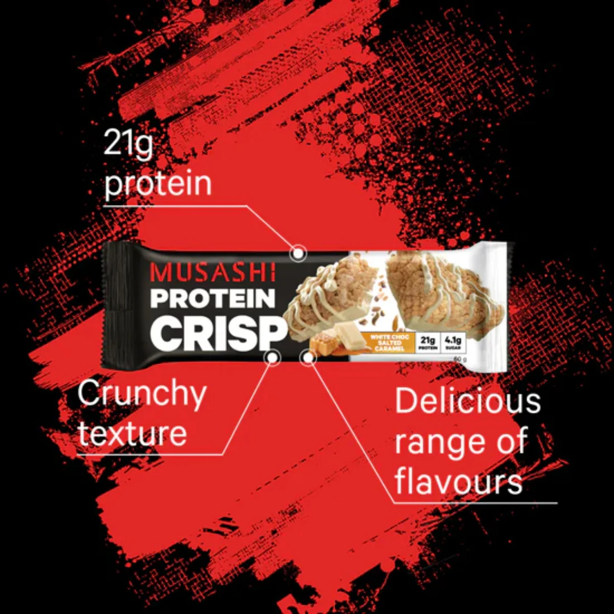 Musashi Protein Crisp White Choc Cookies & Cream 60g - Image 2