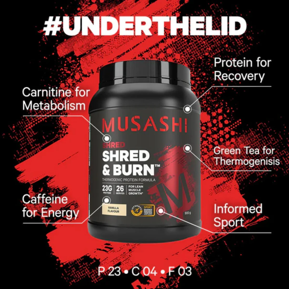Musashi Shred & Burn Chocolate 340g - Image 2