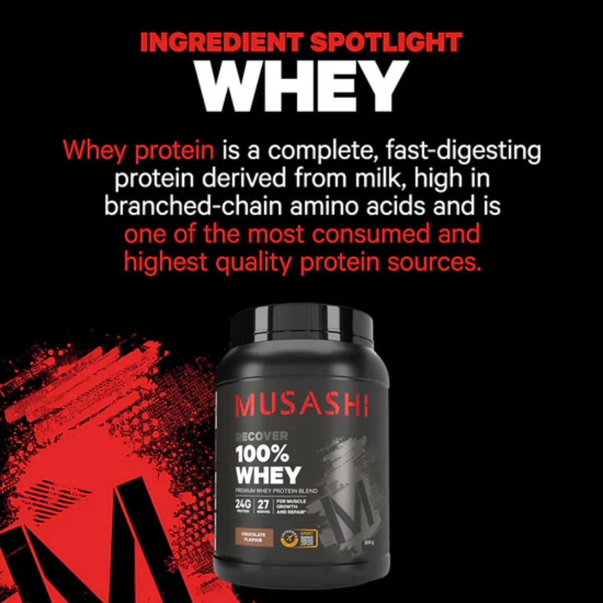 Musashi Whey 100% Vanilla 900g - Image 4