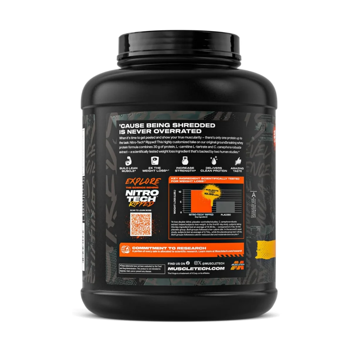 MuscleTech Nitro Tech Ripped Whey Protein Vanilla Bean 1.81kg - Image 2