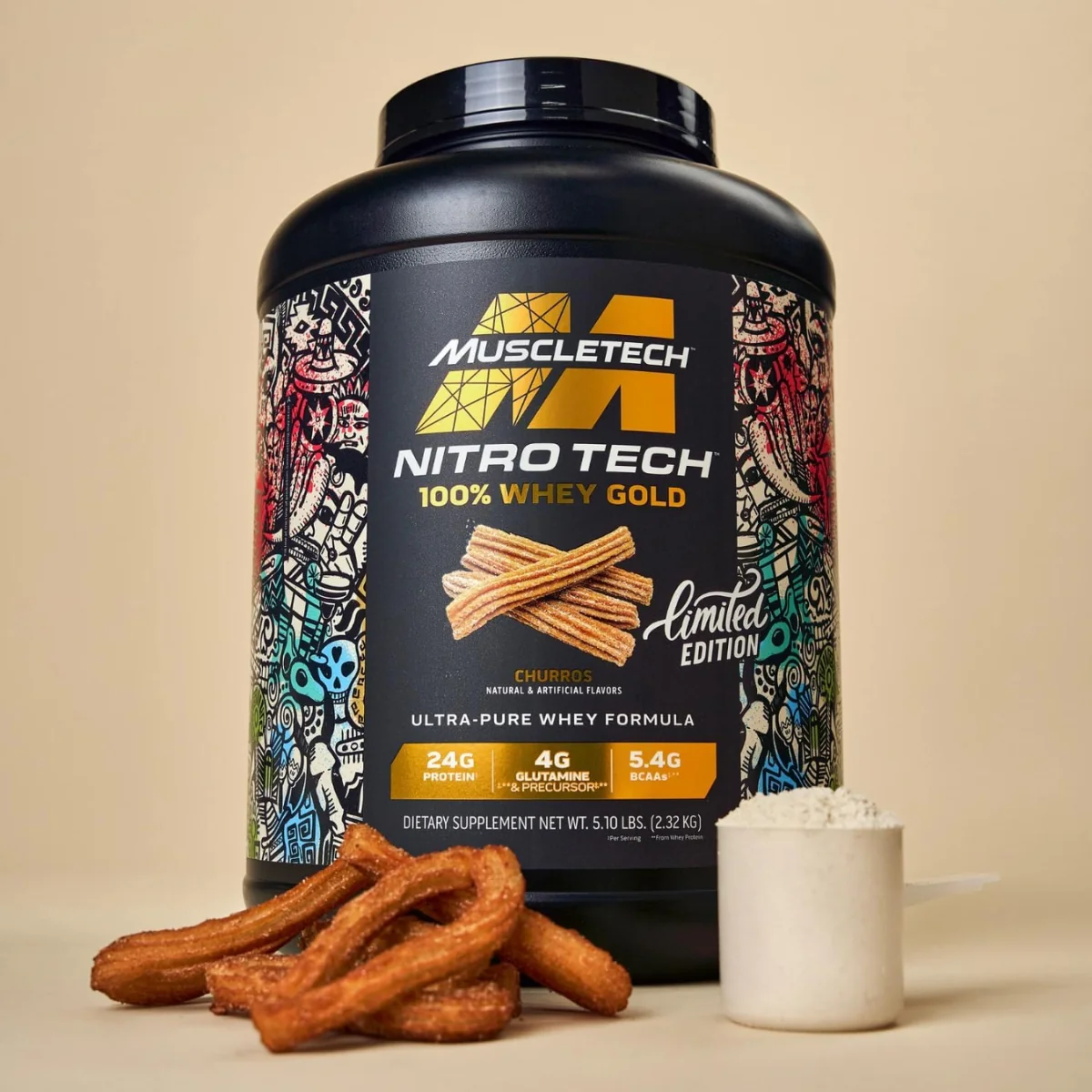 MuscleTech Nitro Tech Whey Protein Gold Churros 2.32kg - Image 3