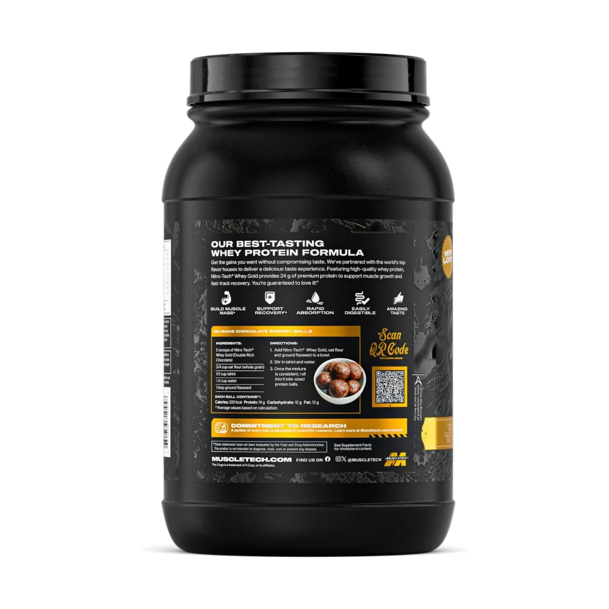 MuscleTech Nitro Tech Whey Protein Gold Double Rich Chocolate 907g - Image 2
