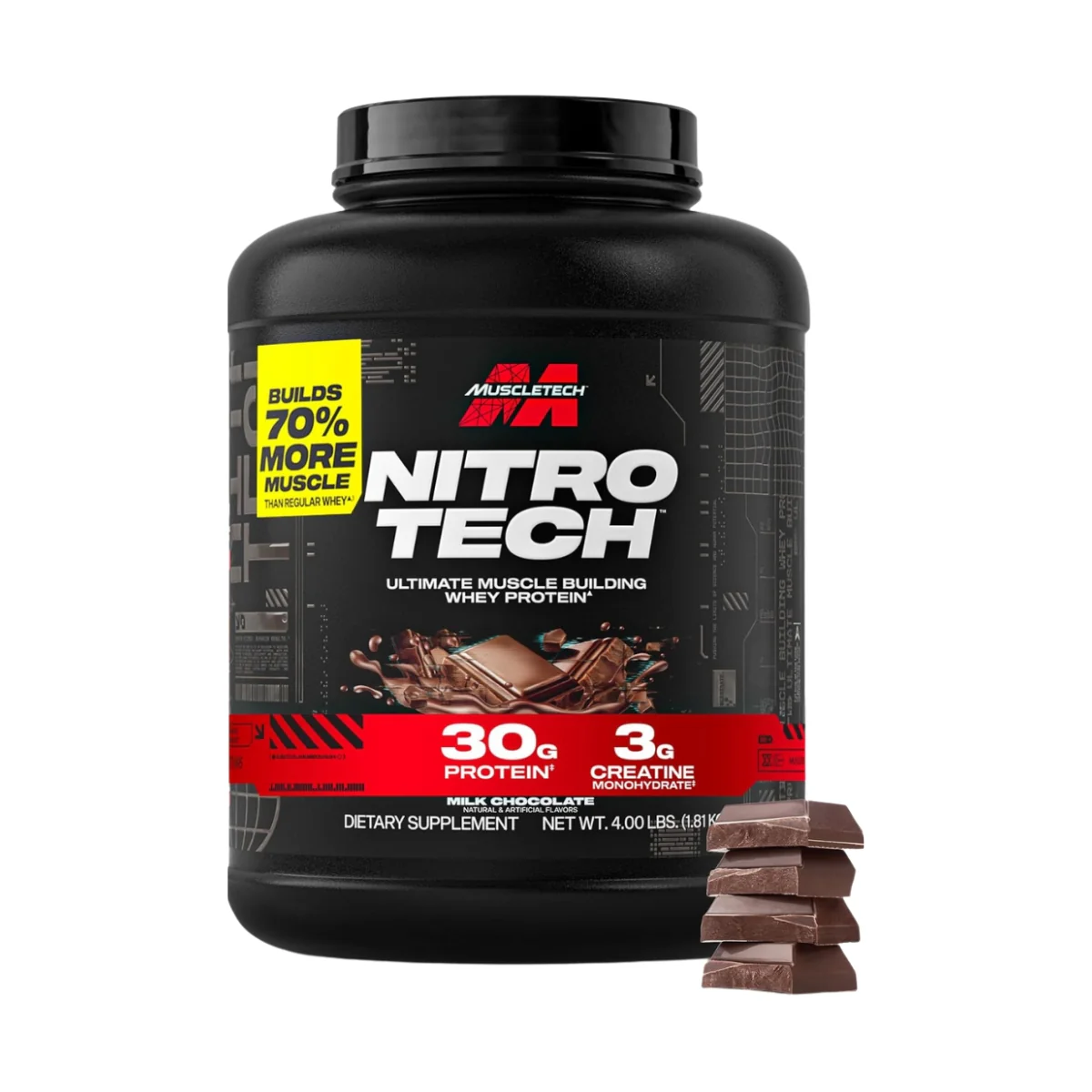 MuscleTech Nitro Tech Whey Protein Milk Chocolate 1.81kg - Image 2