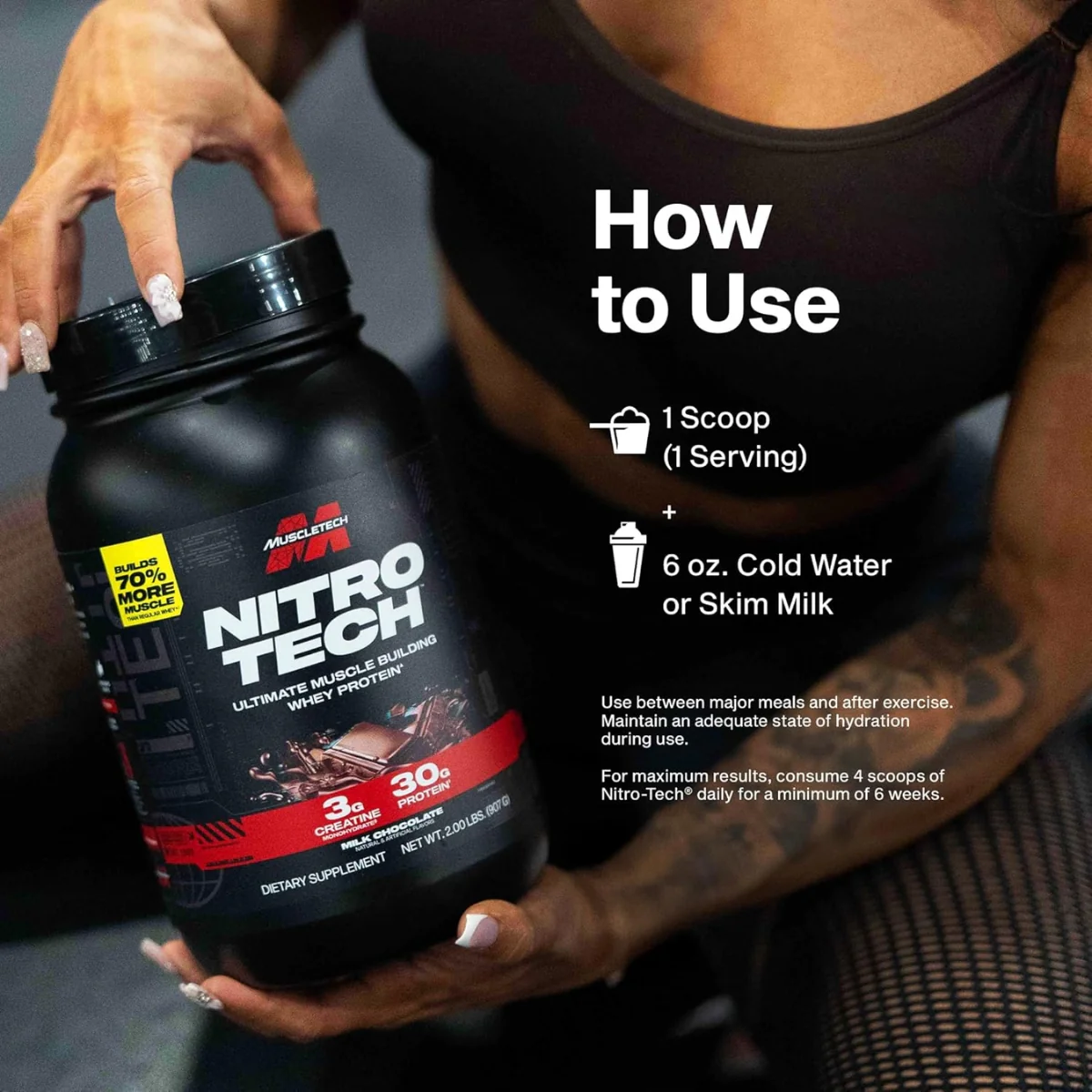MuscleTech Nitro Tech Whey Protein Milk Chocolate 1.81kg - Image 7