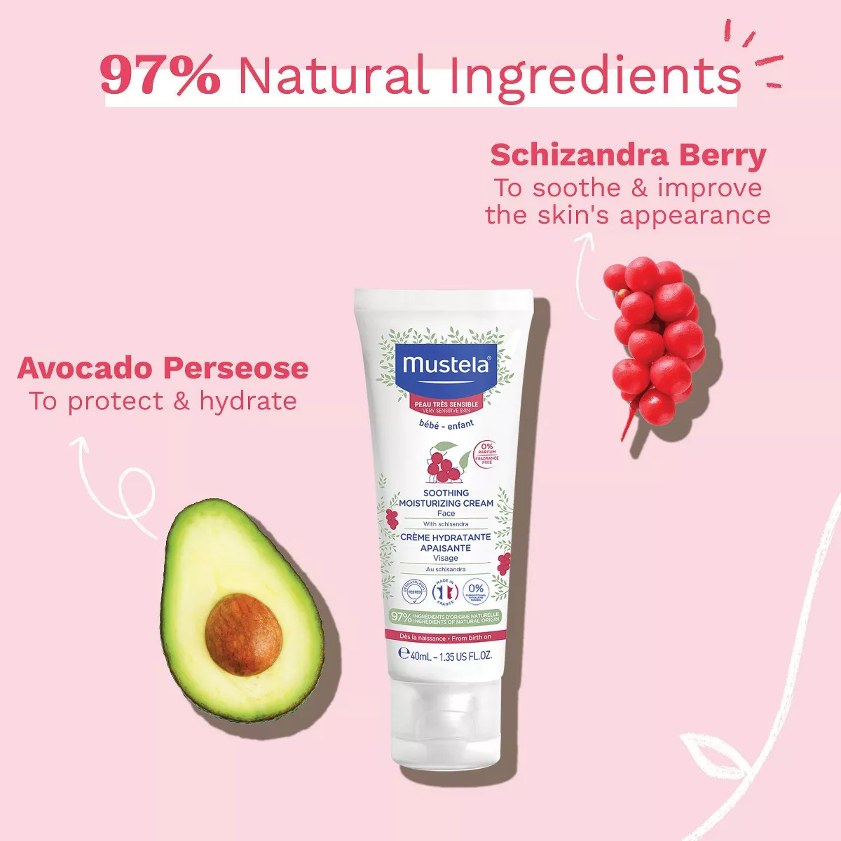 Mustela Baby Soothing Moisturizing Face Cream 40ml - Image 2
