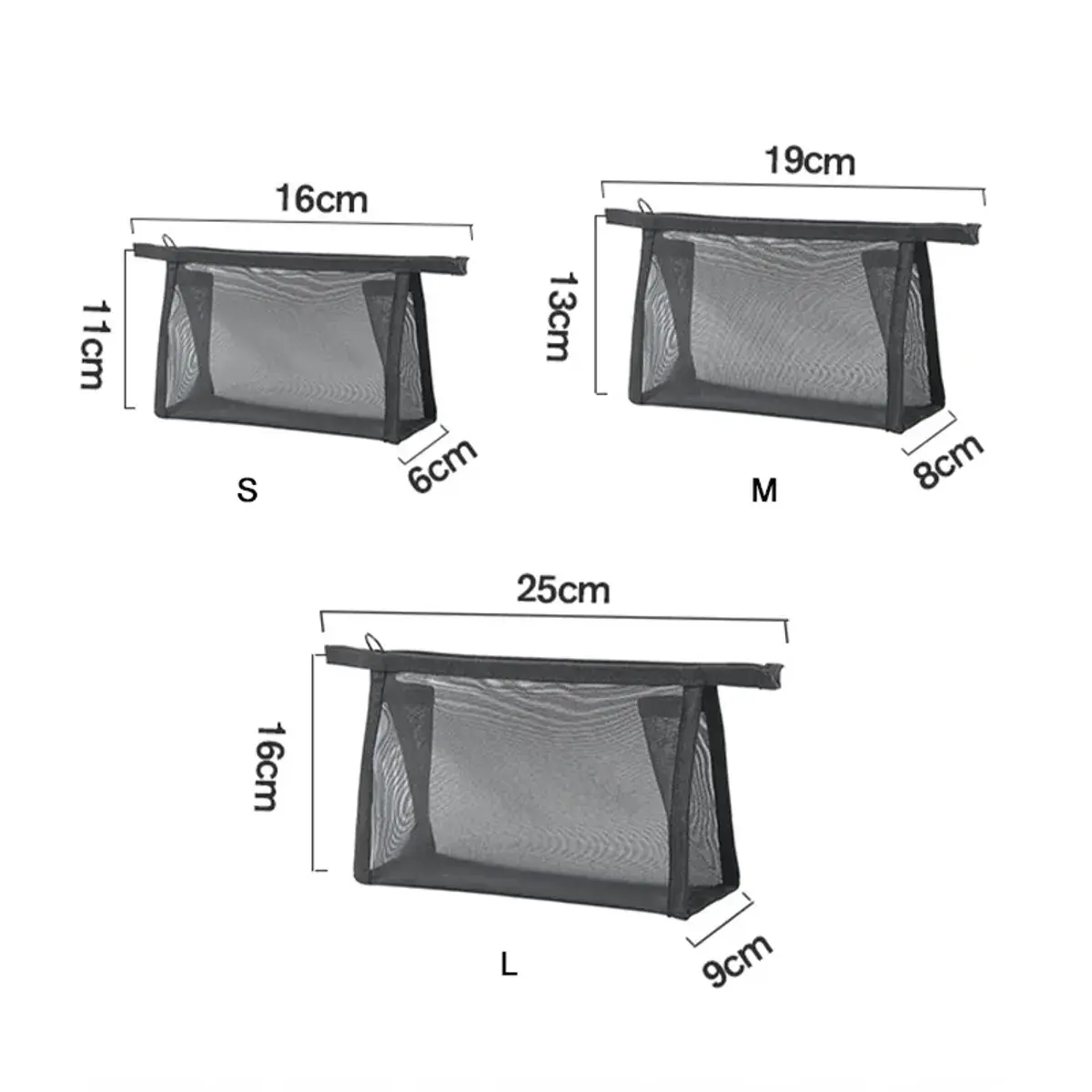 My Beauty Cosmetic Bag 25A Black Mesh Small