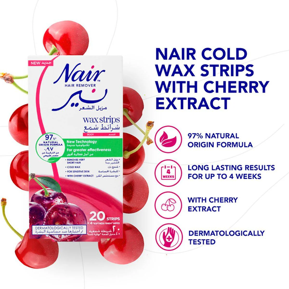 Nair Body Wax Strips Cherry 20 Pack - Image 2