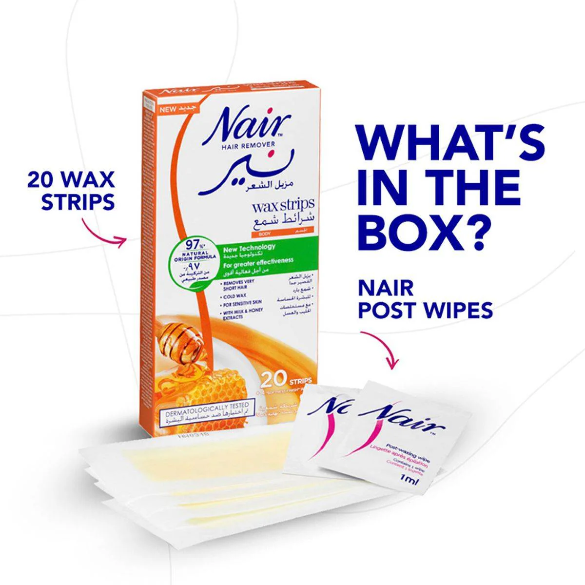 Nair Body Wax Strips Milk & Honey 20 Pack - Image 3
