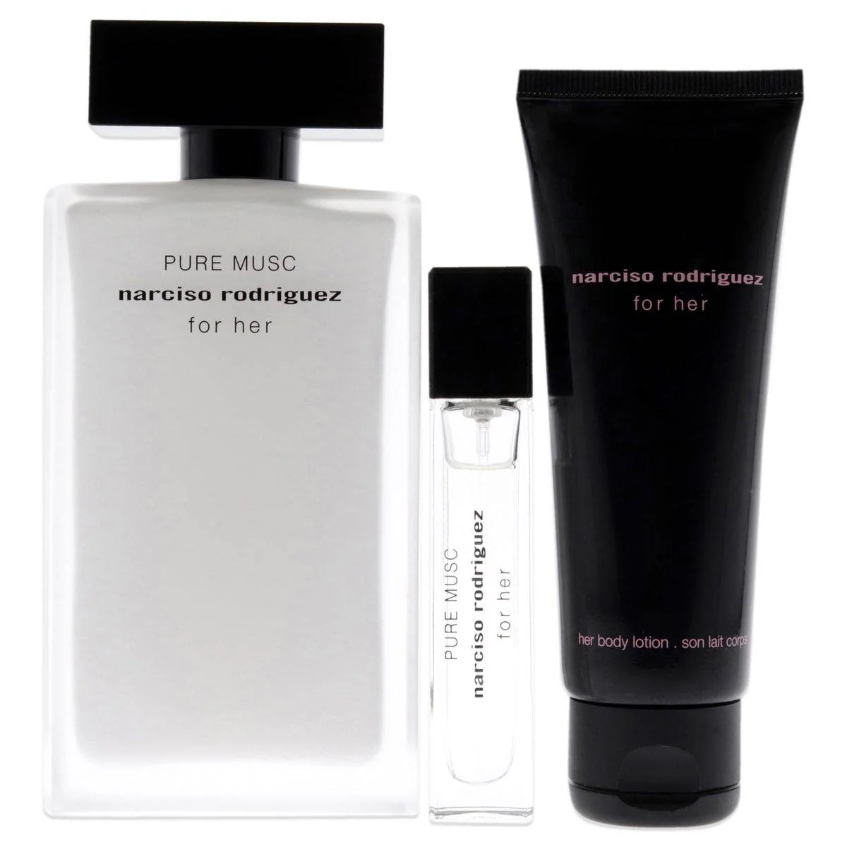 Narciso Rodriguez Pure Musc For Her Eau de Parfum 100ml + Eau de Parfum 10ml Purse Spray + Body Lotion 50ml Gift Set
