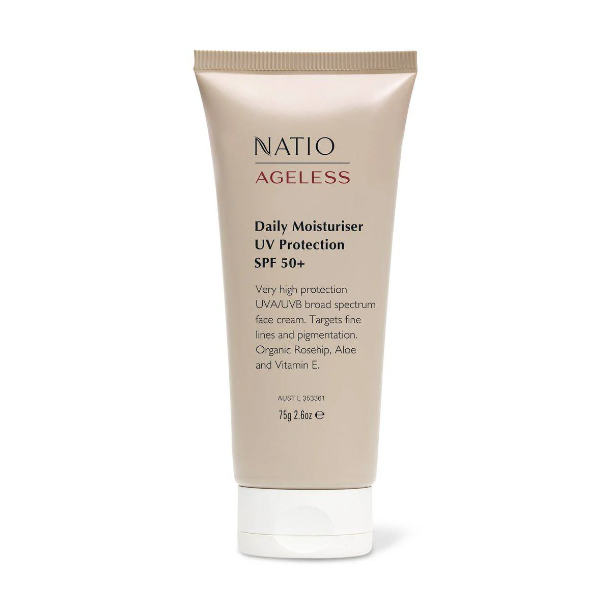 Natio Ageless Daily Moisturiser UVA & UVB Protection SPF50+ 75g