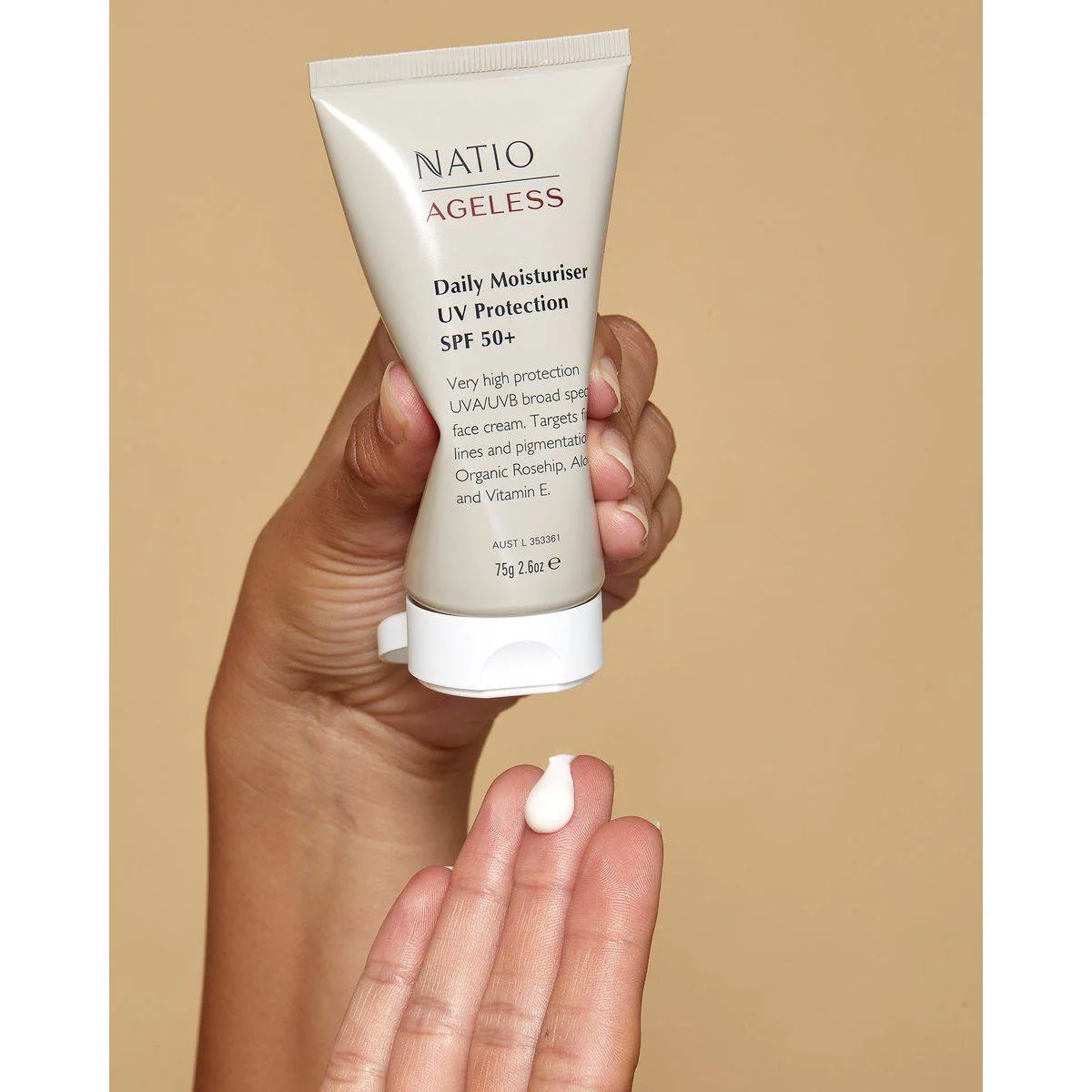 Natio Ageless Daily Moisturiser UVA & UVB Protection SPF50+ 75g - Image 6