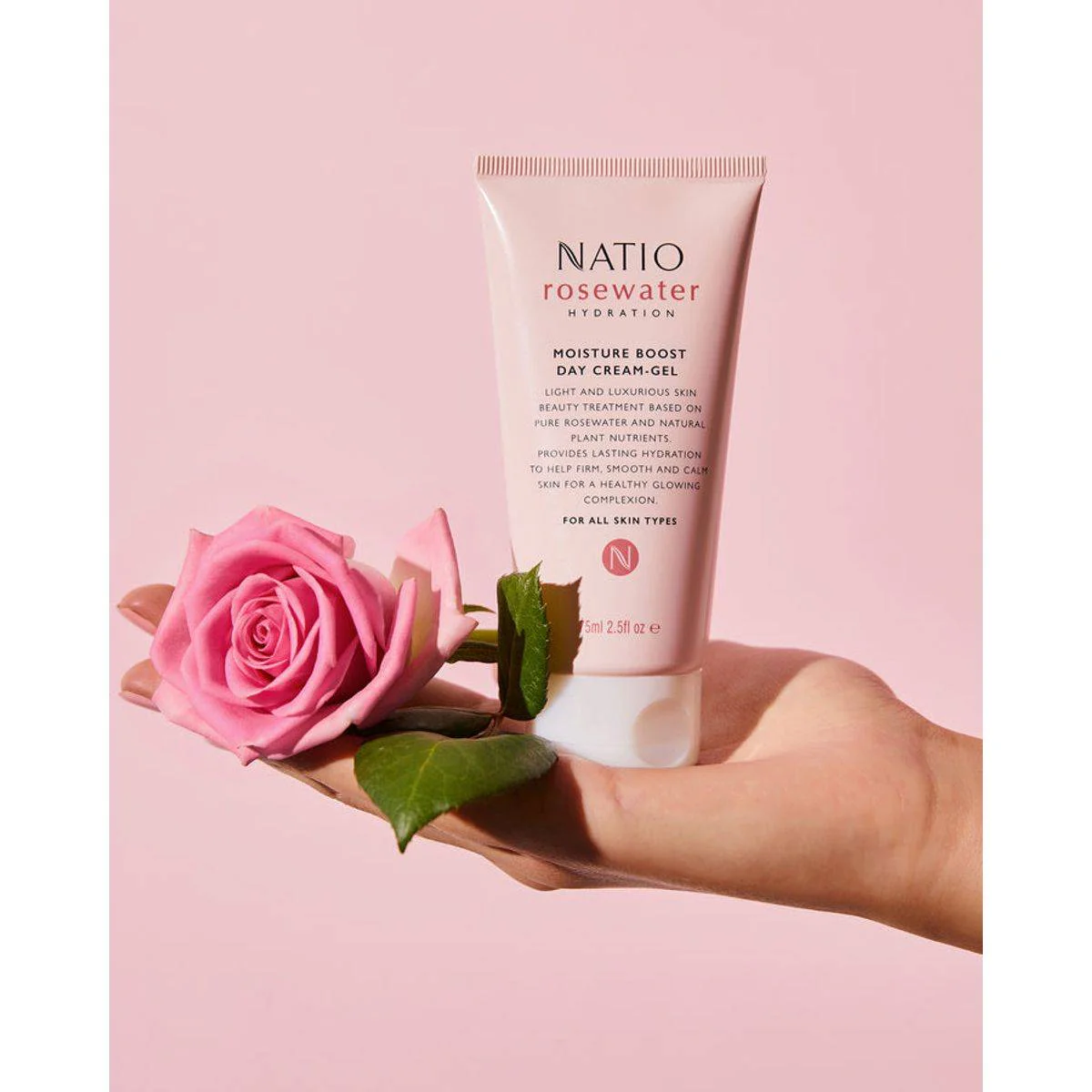 Natio Rose Water Hydration Moisture Boost Day Cream Gel 75ml - Image 4