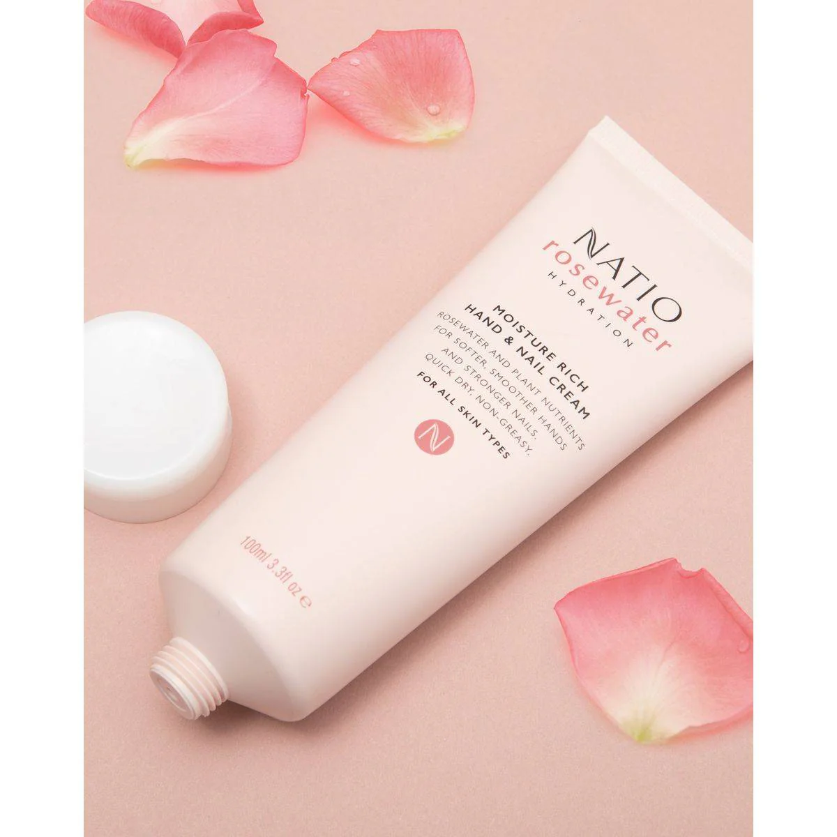 Natio Rose Water Hydration Moisture Rich Hand & Nail Cream 100ml - Image 5